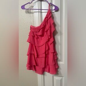 Hello Molly Pink Ruffled Backless Dress Size XS like new condition
